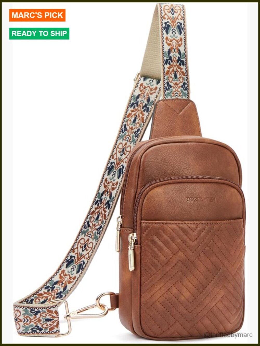 Quilted Crossbody Sling Bag with Adjustable Strap Large Capacity